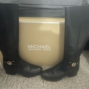 Michael Kors Black Leather Riding Boots